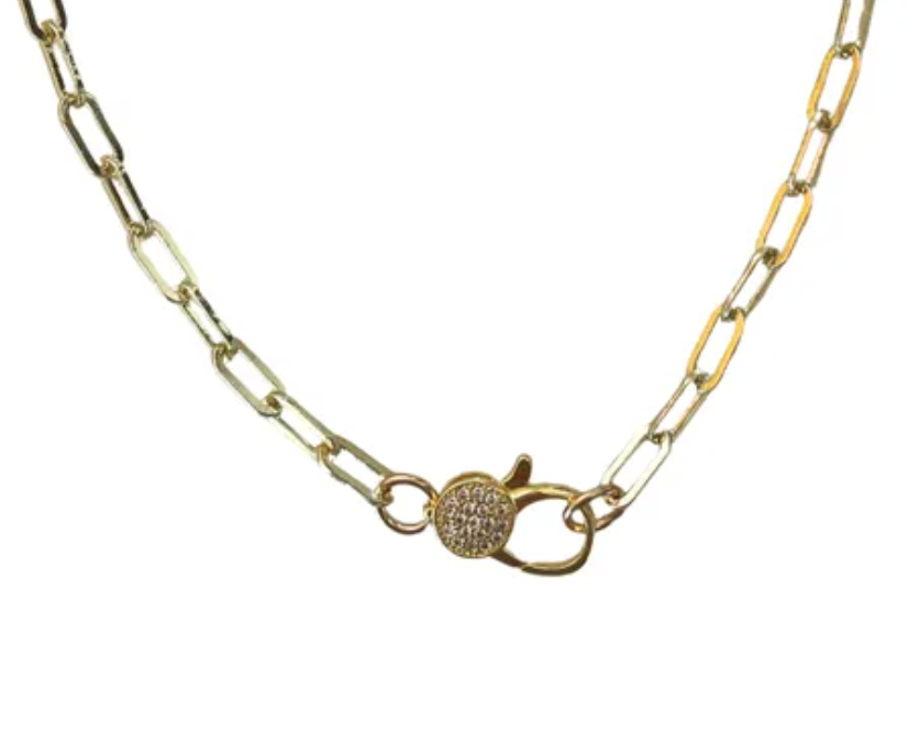 CZ Lobster Paperclip Necklace