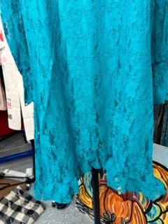 Origami- Long Sleeve Lace Tunic Dress (Teal)