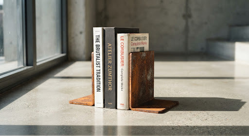 Oxidized Steel Bookend Set
