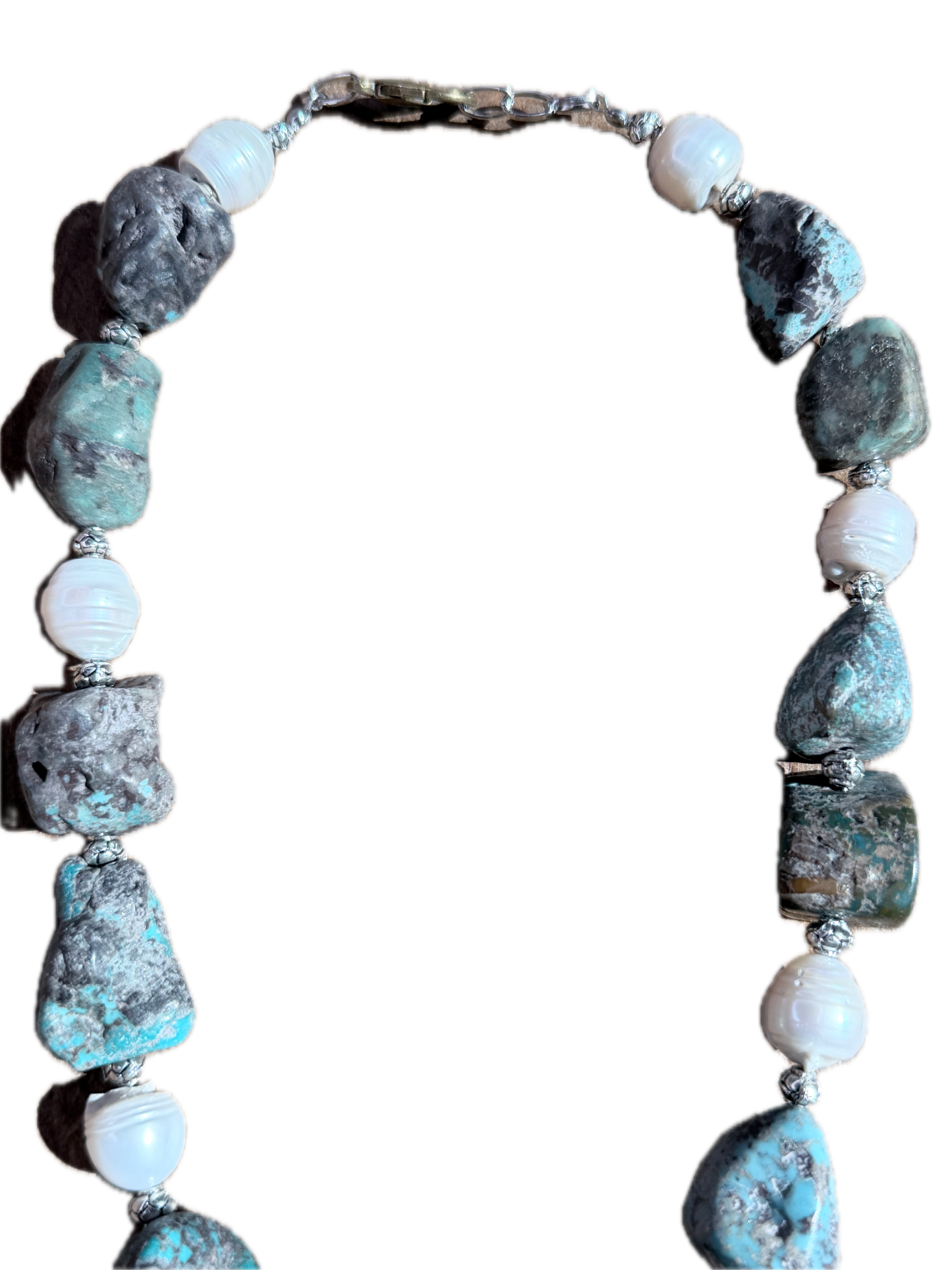 Chunky Turquoise and Baroque Pearl Necklace- ERR Original
