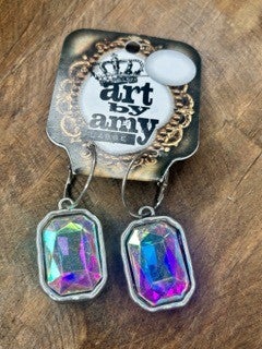 Art by Amy- Octagon Rhinestone Earrings