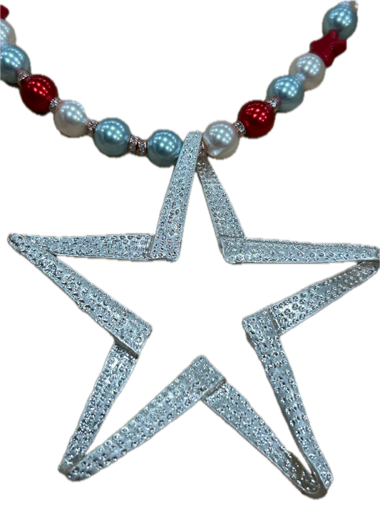 Star of the Show Necklace (Small Beads) (Eclectic Ruby Red Original)
