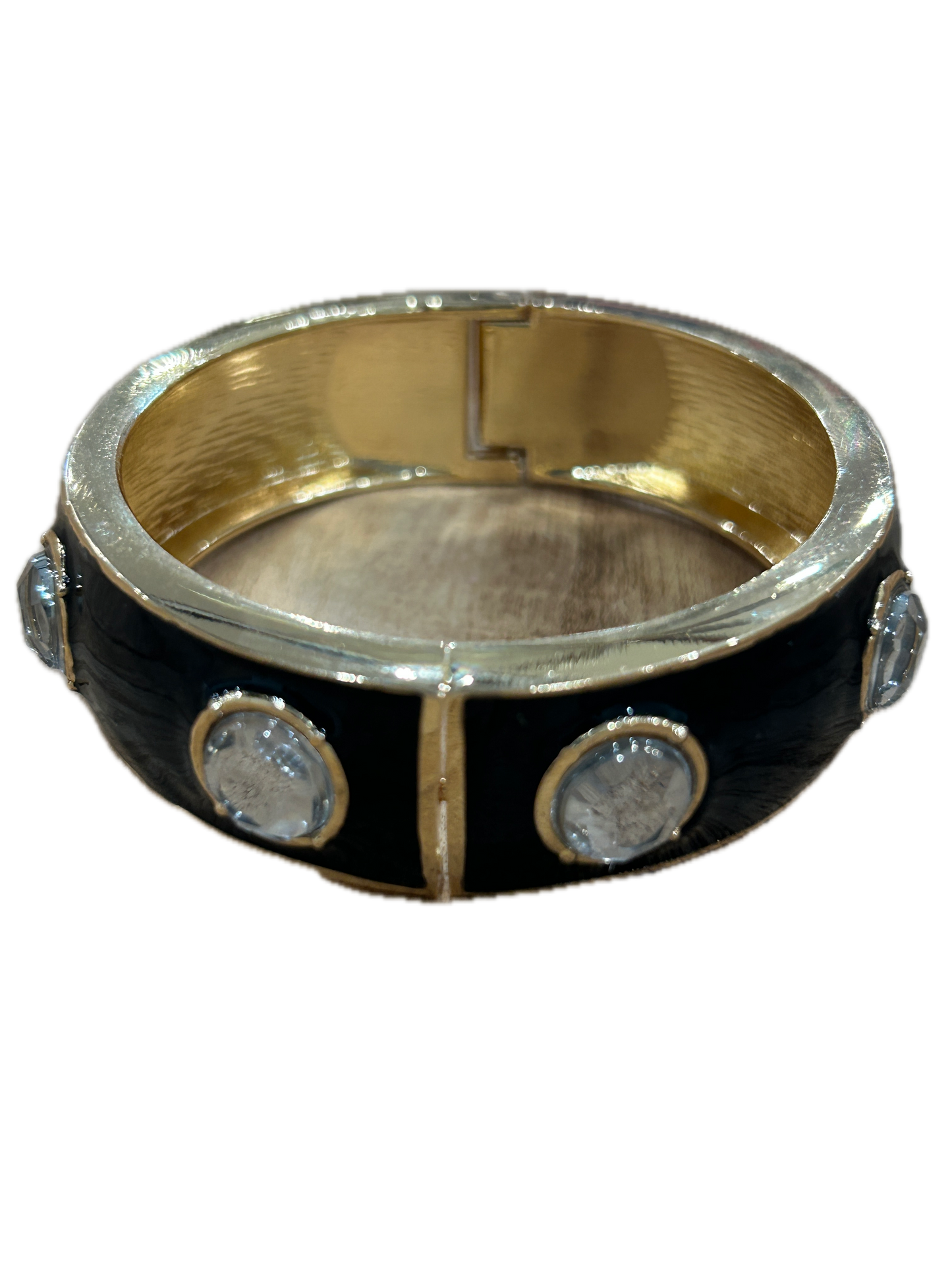 Beautiful Bangle in Black with Crystals (Pearl, Gold and Rhinestone accented)