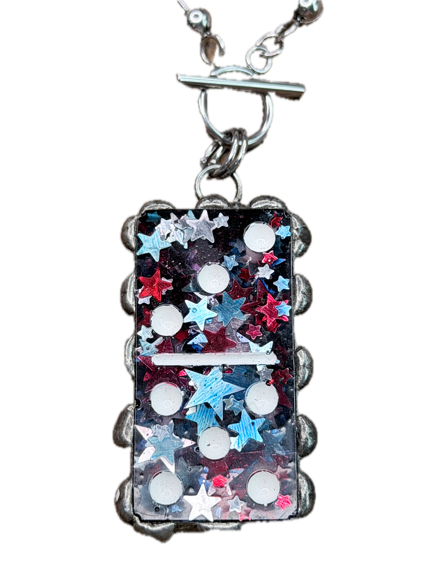 Soldered Red, White, and Blue Domino Necklace