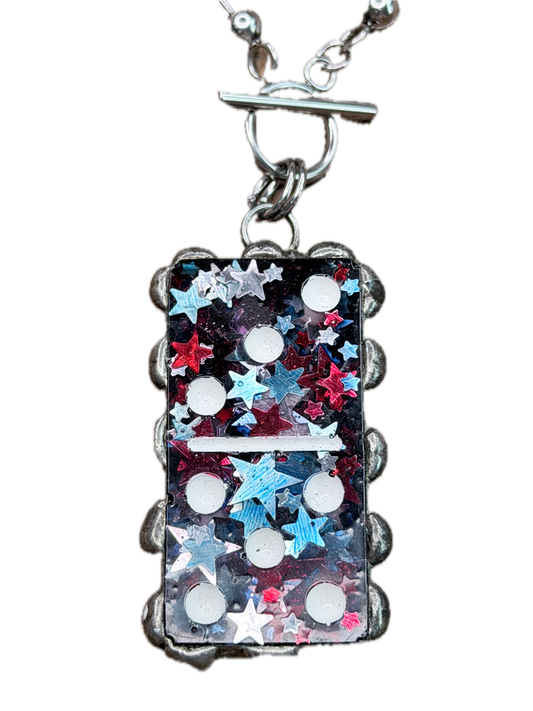 Soldered Red, White, and Blue Domino Necklace