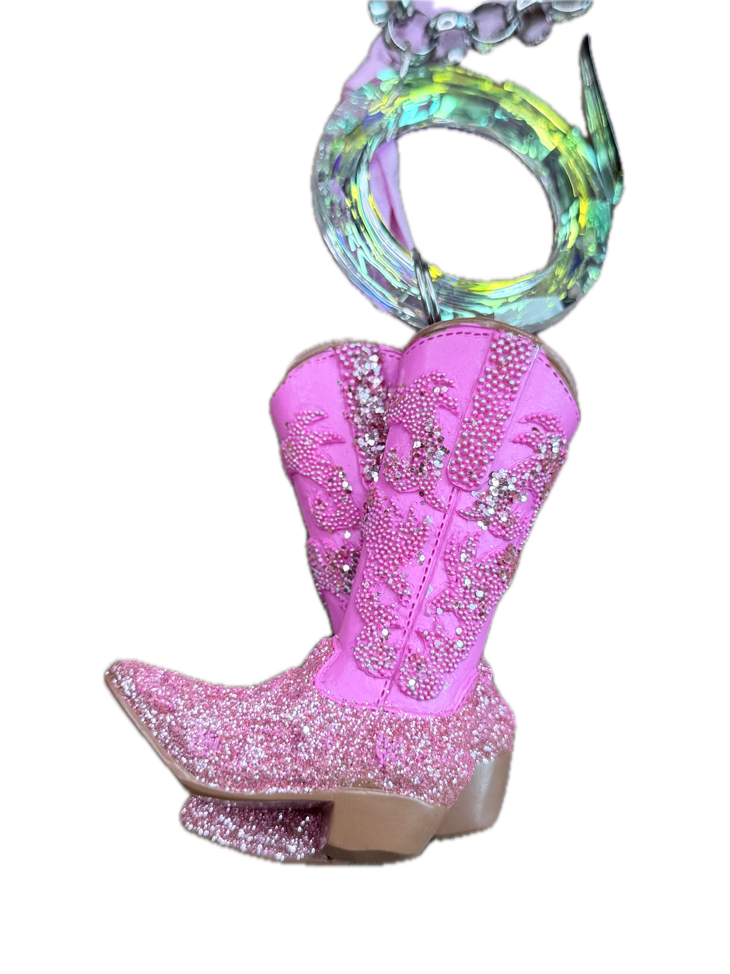 Pink Glitter Cowgirl Charm Necklace