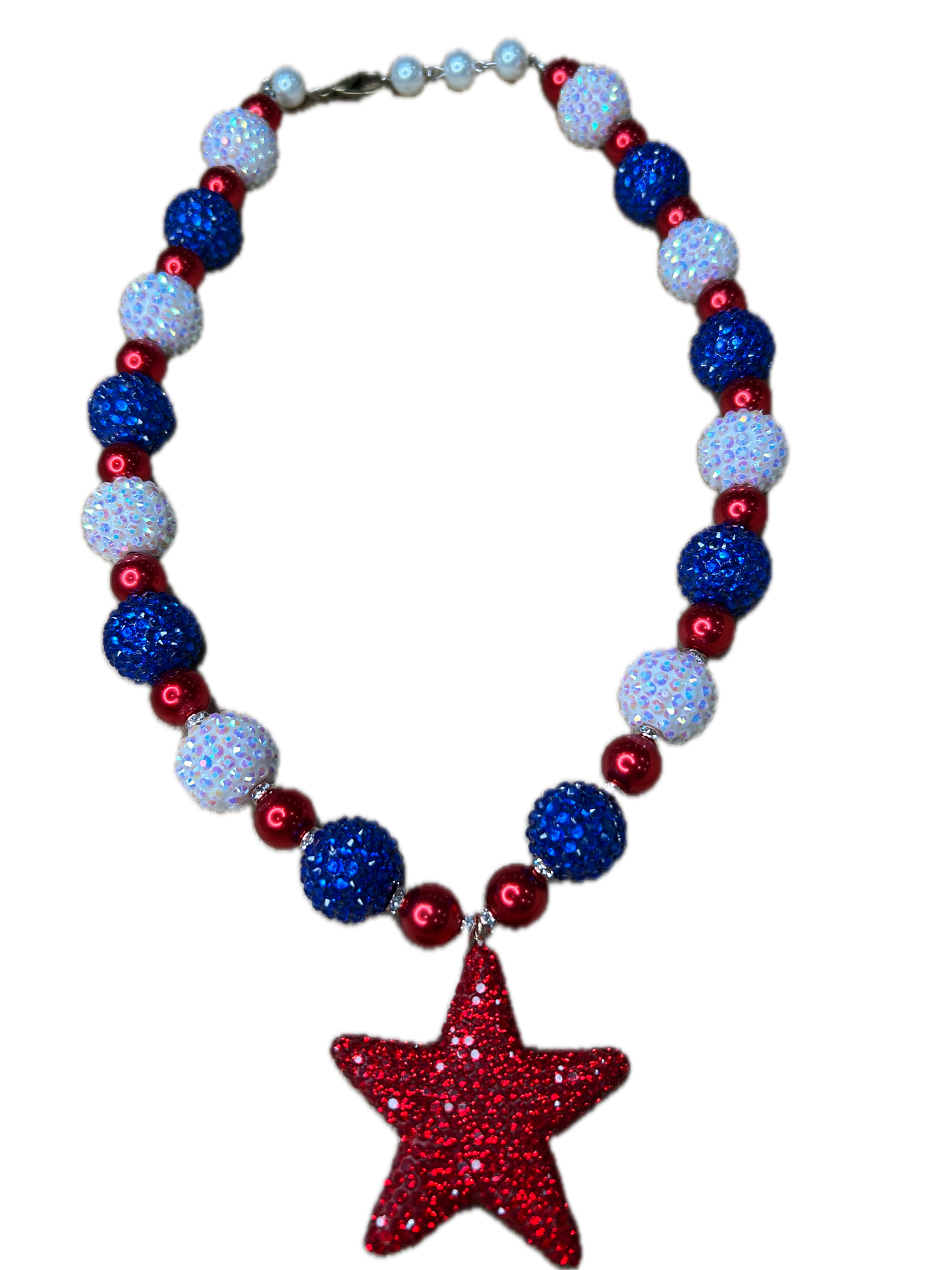 Fourth of July Necklace (Eclectic Ruby Red Original) (Red Star)