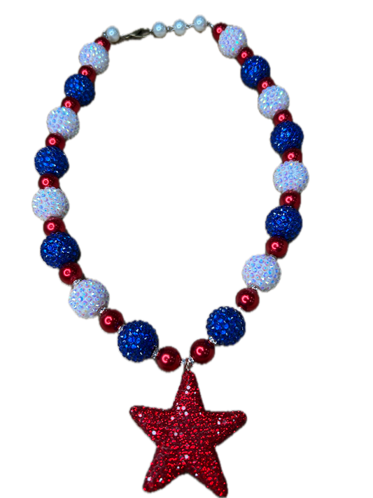 Fourth of July Necklace (Eclectic Ruby Red Original) (Red Star)