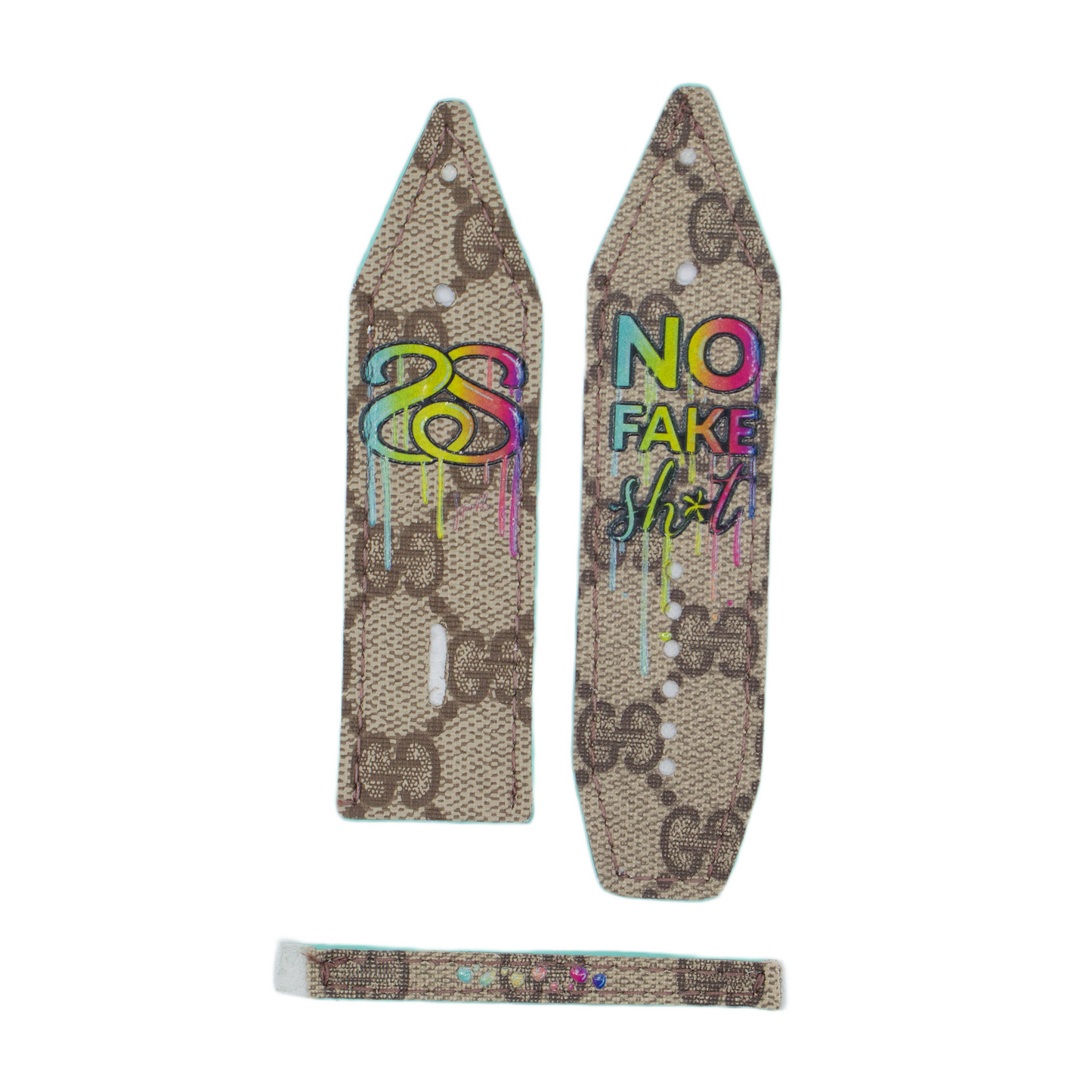 No Fake Sh*t on Upcycled Brown Webbed GG Sivella Watchband (Size 2)