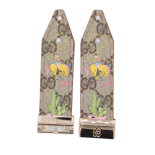 "Giddy Up" on Upcycled Brown Webbed GG Watchlet (All Sizes)