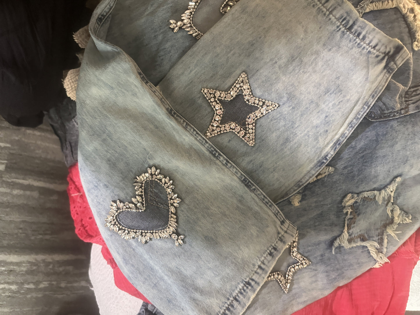 FINAL SALE!  Rare Bird Rhinestone Heart and Star Jeans