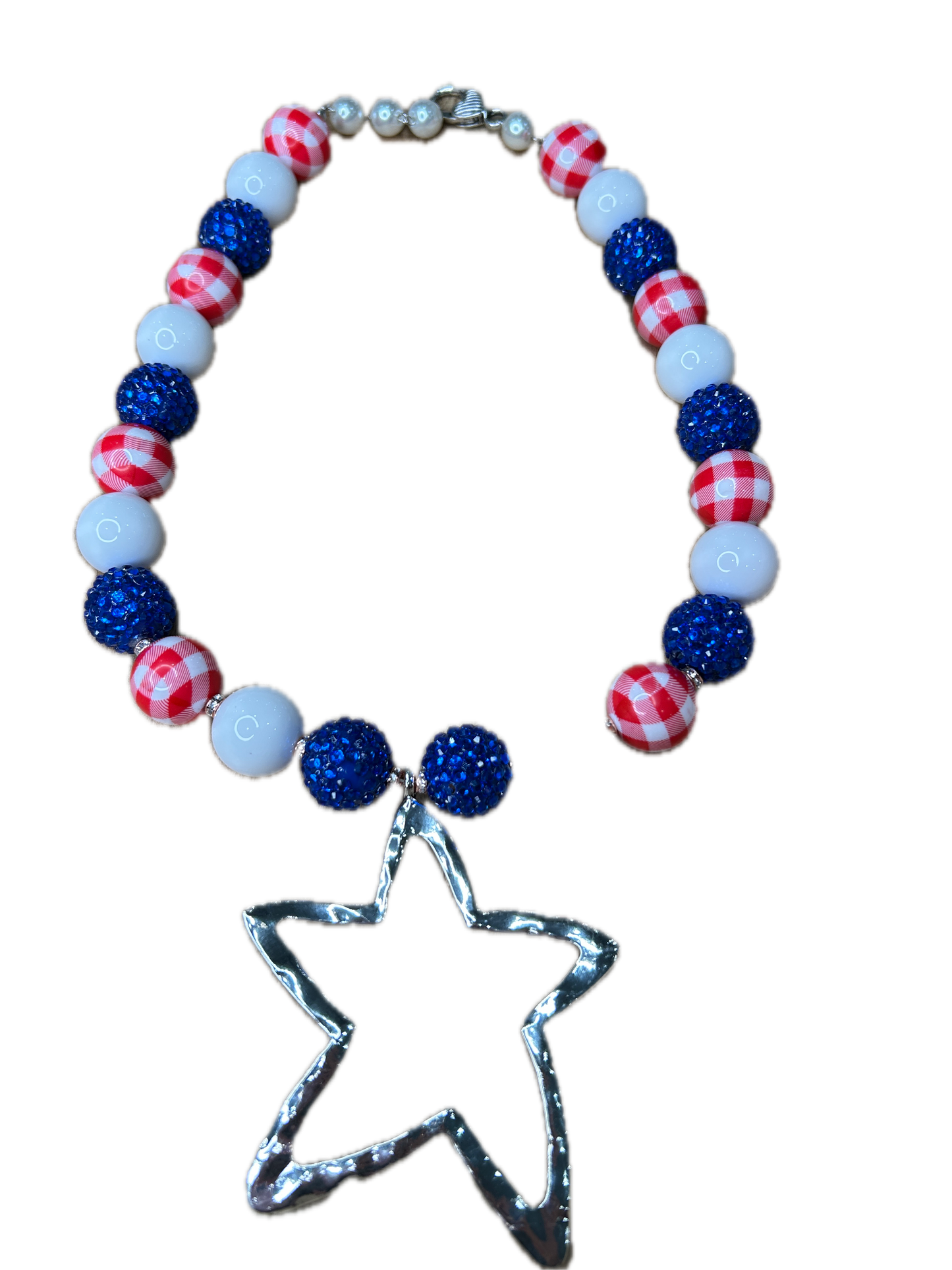 Gingham Bead Star Necklace (Eclectic Ruby Red Original)