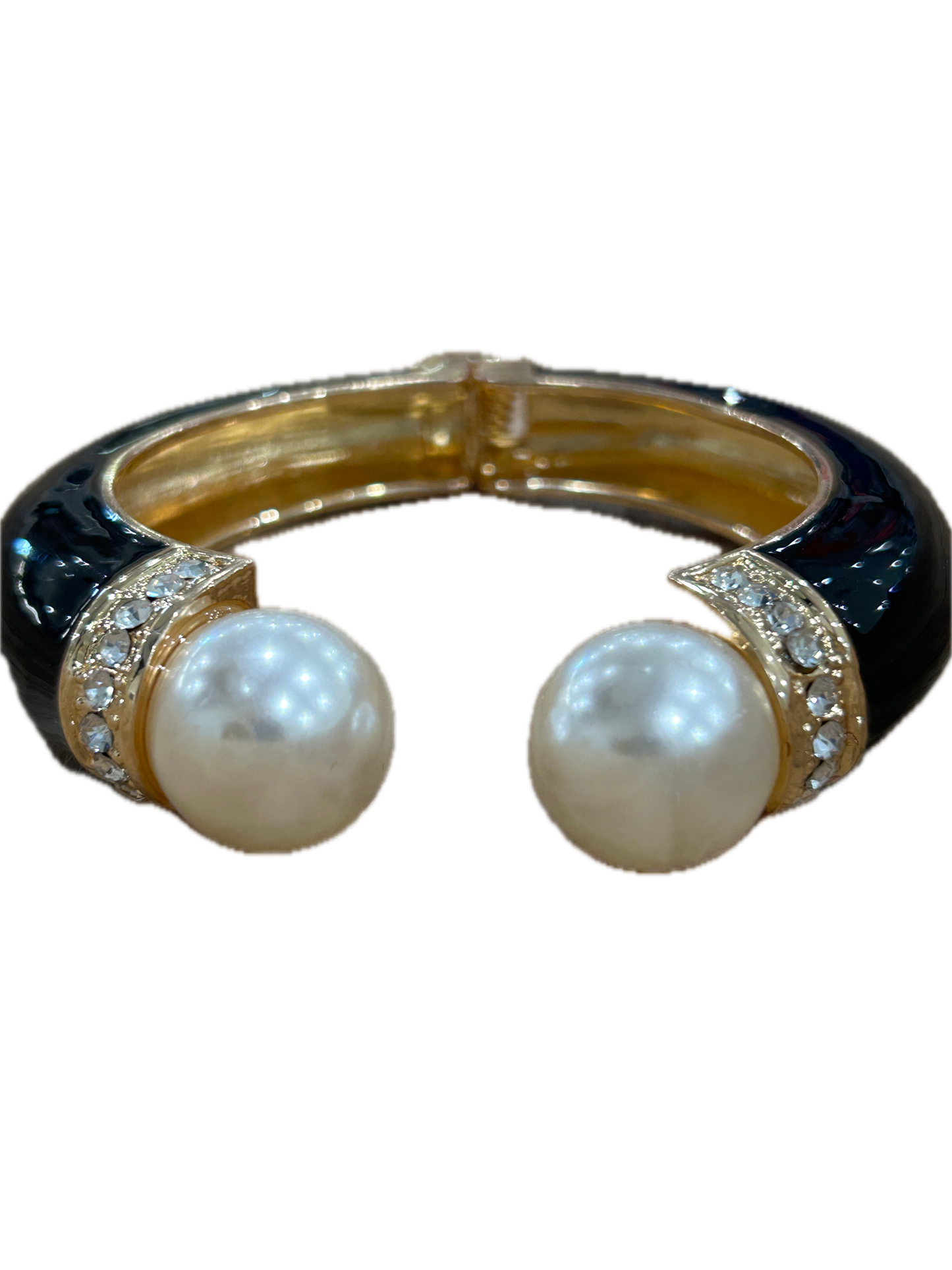 Beautiful Bangle in Black (Pearl, Gold and Rhinestone accented)