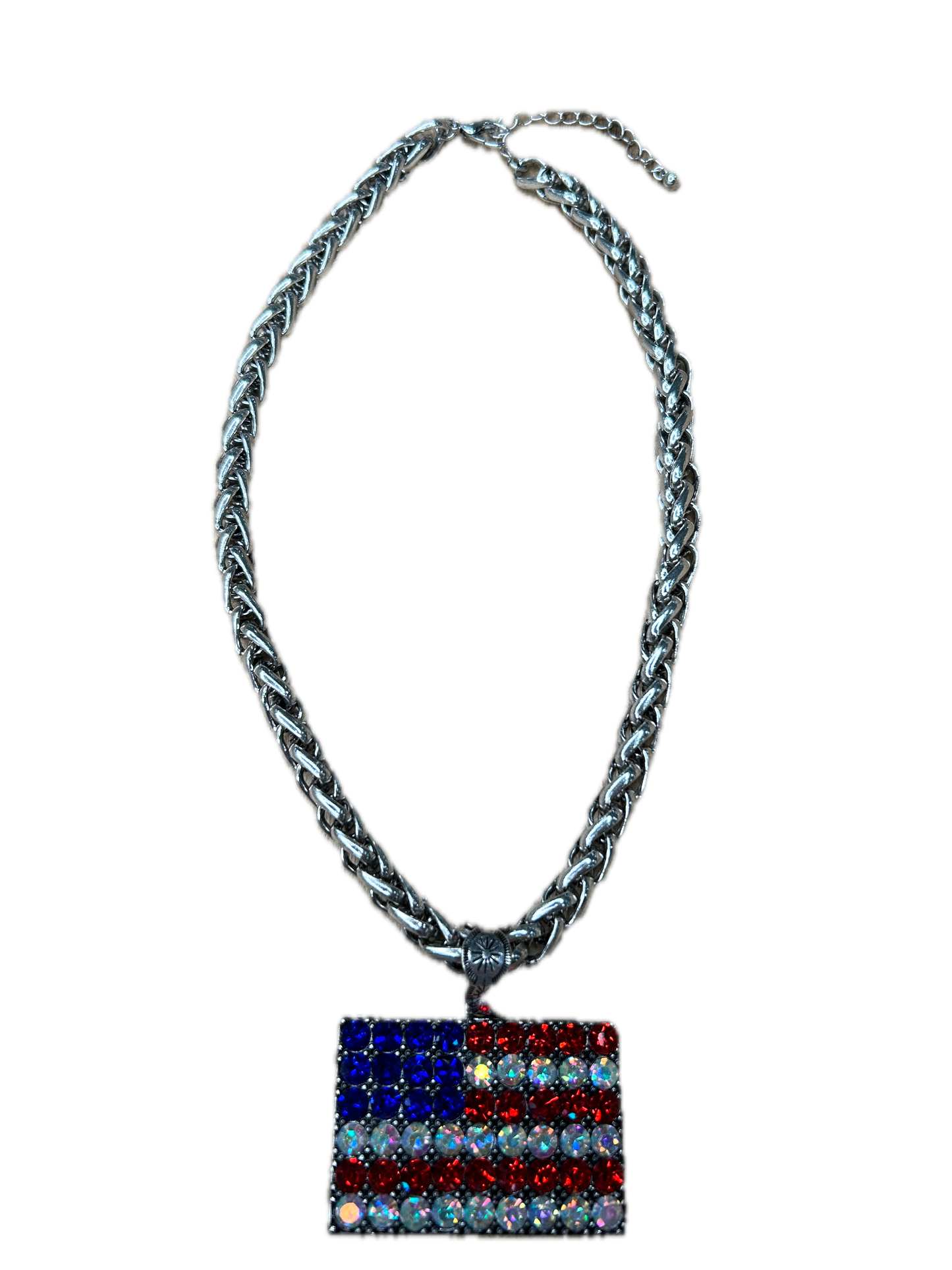 Rhinestone Flag Necklace