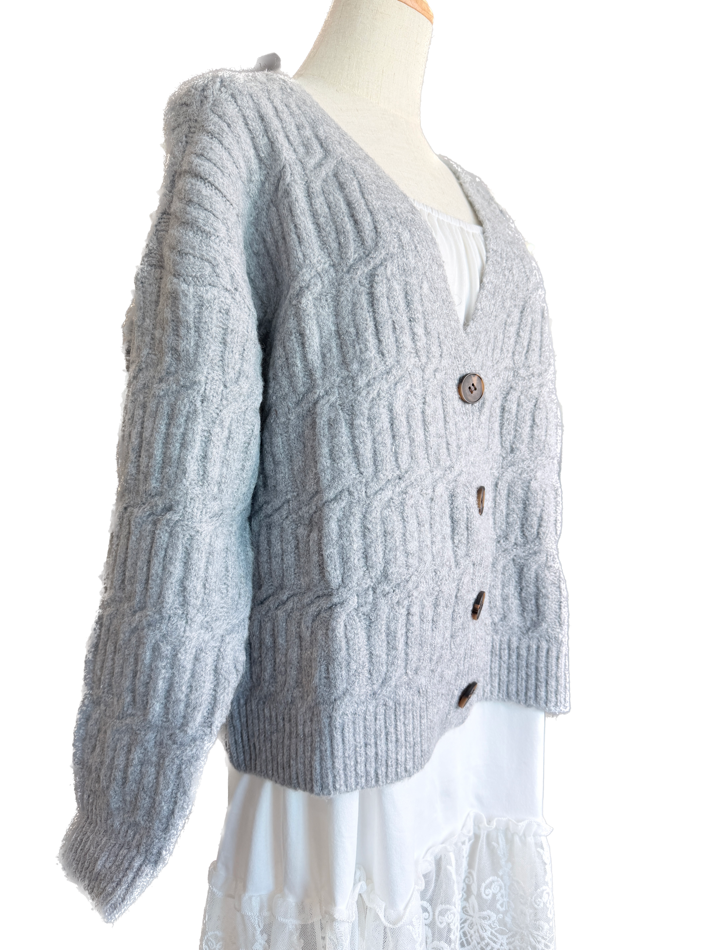 Cable Knit Cardigan (Grey) *Final Sale*