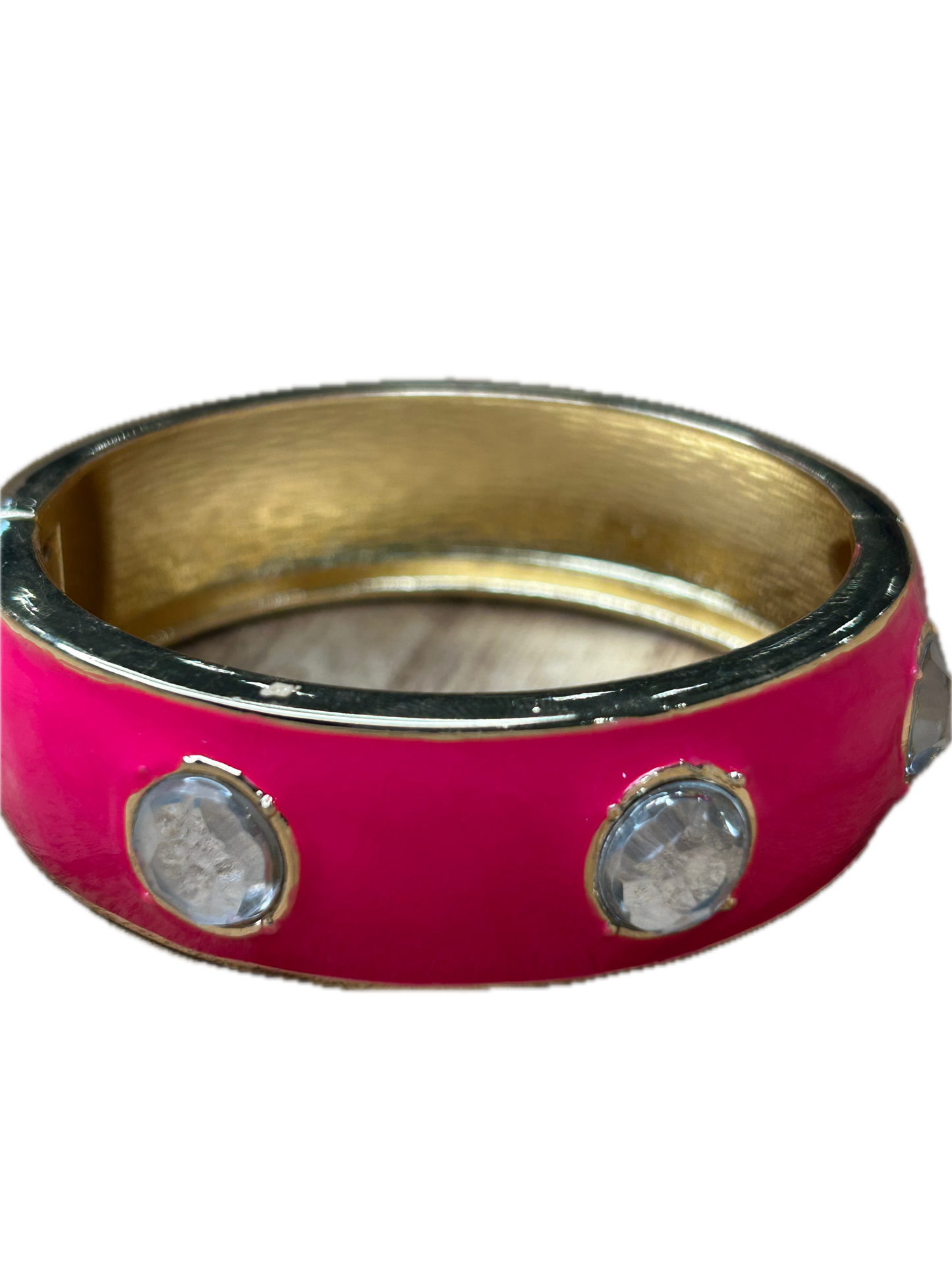 Beautiful Bangle in Hot Pink with Crystals (Pearl, Gold and Rhinestone accented)