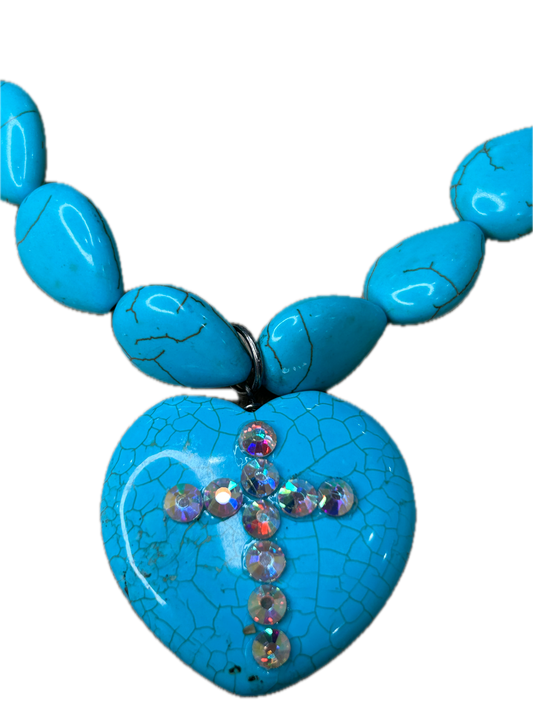 Sandra Ling- Blue Heart Necklace