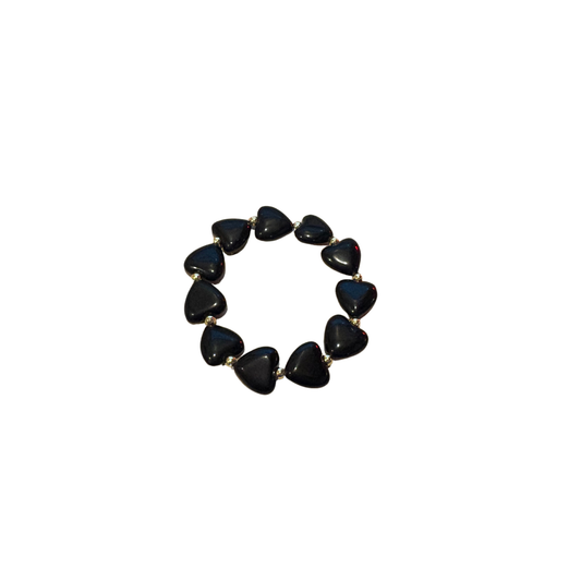 Black Heart Stretch Bracelet