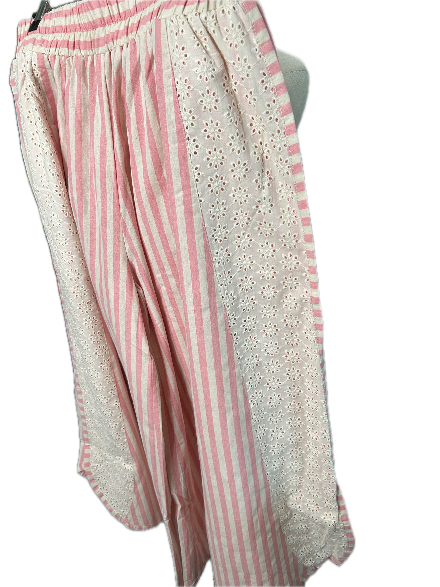 BiBi- Striped Floral Eyelet Pants