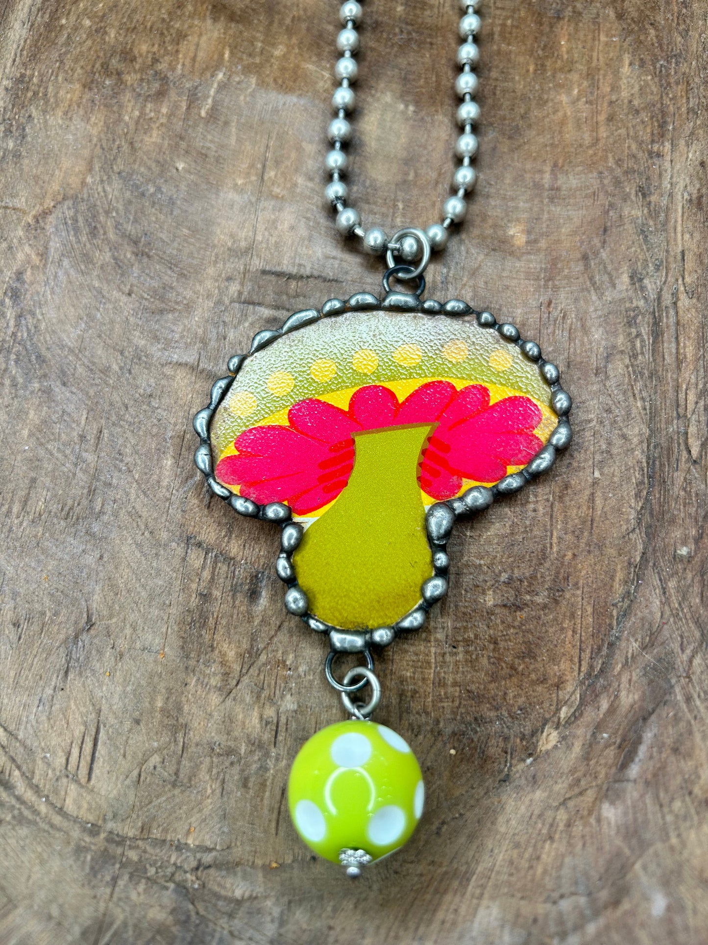 Art By Amy- Green Mushroom Necklace