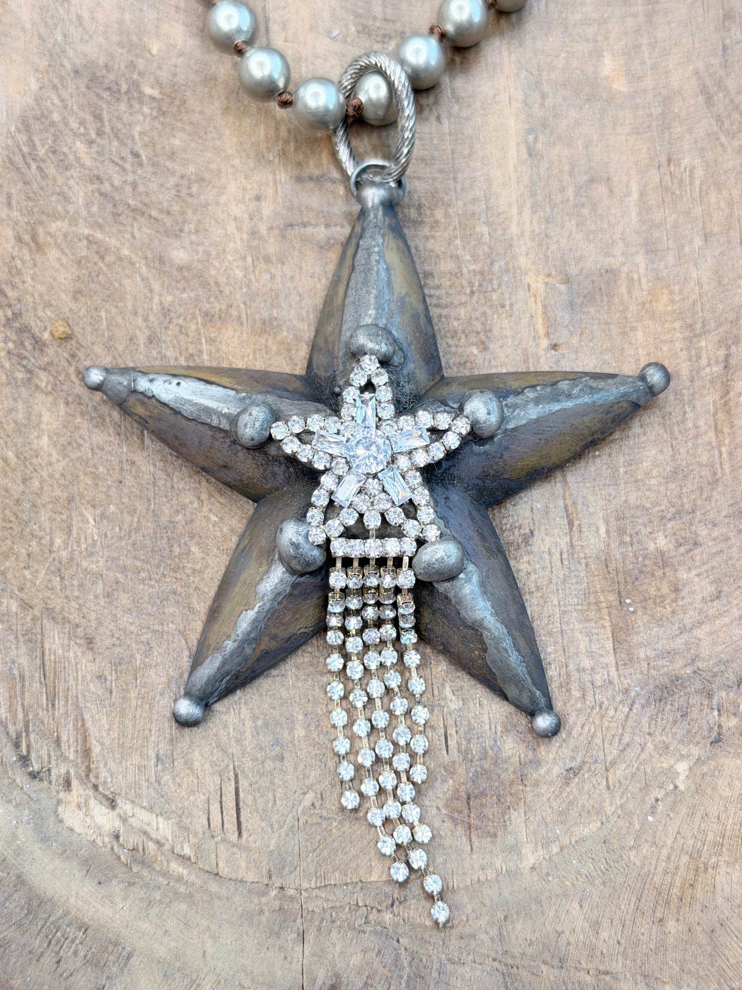 Art by Amy- Silver Rhinestone Star Necklace