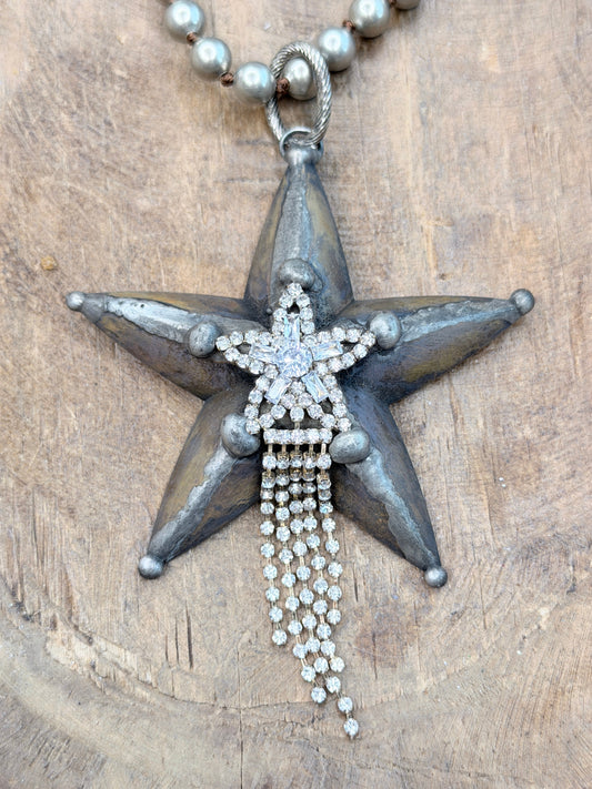Art by Amy- Silver Rhinestone Star Necklace