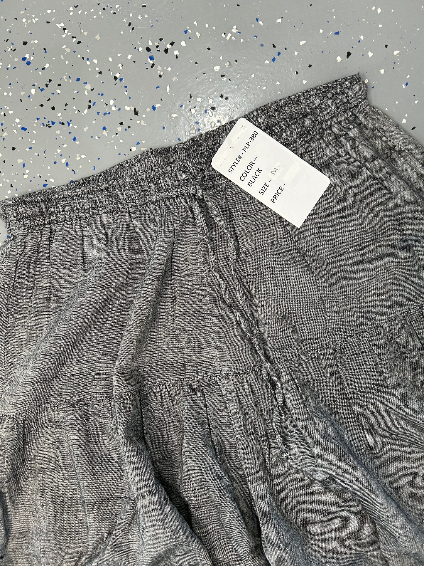 FINAL SALE Paper Lace- Wide Leg Ruffle Linen Pants Cotton