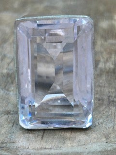 German Silver Rectangle Pink Quartz Ring