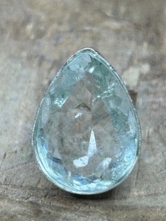 German Silver Teardrop Clear Quartz Ring