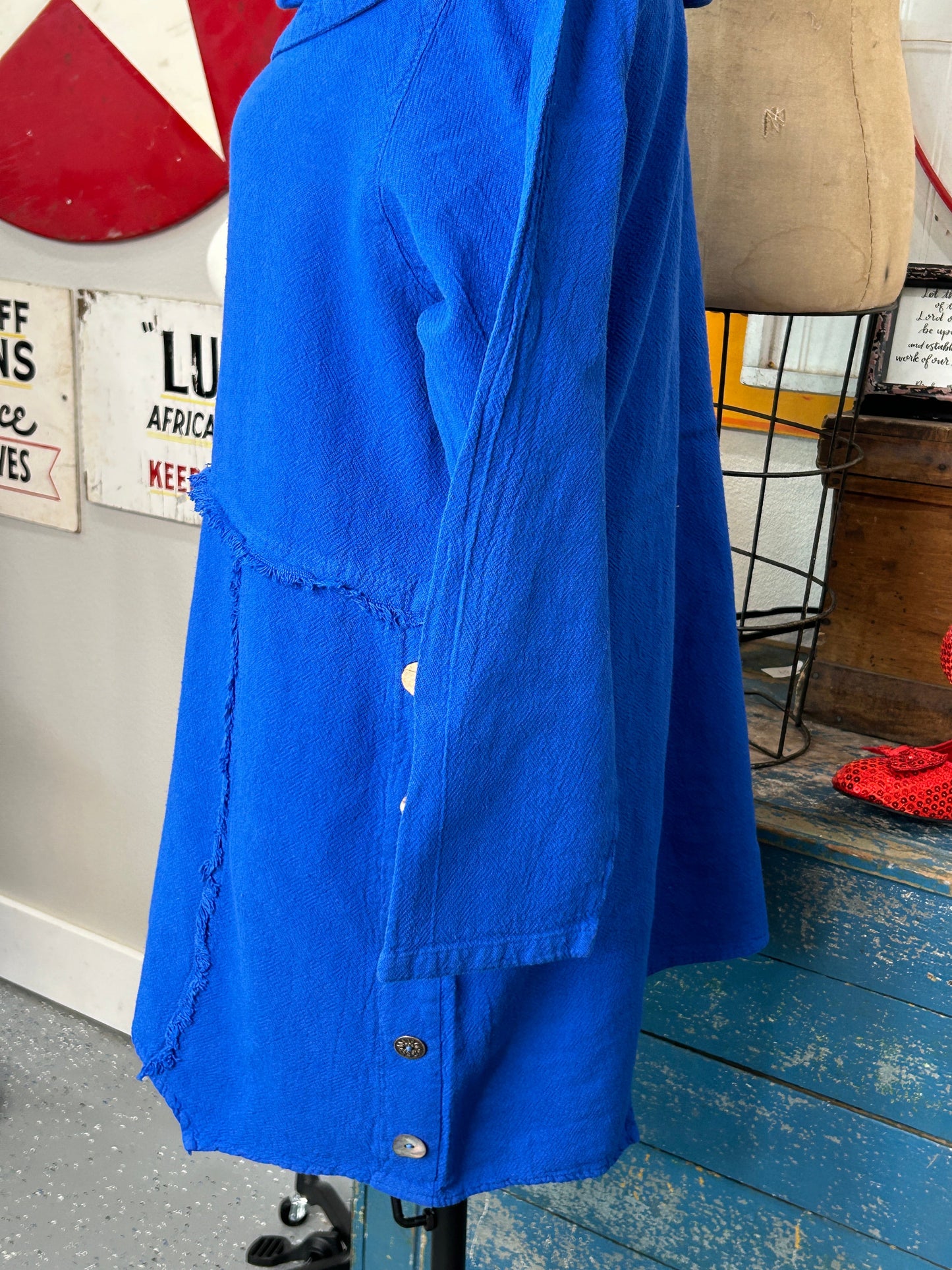 Side Button Top with Fringe Detailing (Royal Blue)