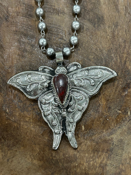 Tibetan Fall Toned  Butterfly Necklace