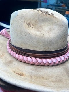 Rare Bird Leather Pink Braided Hatband