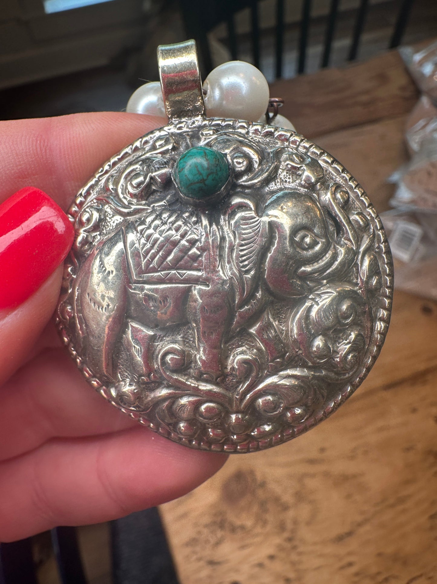 REVERSIBLE TIBETAN ELEPHANT NECKLACE SEMI PRECIOUS STONE NECKLACE -AN ERR ORIGINAL DESIGN