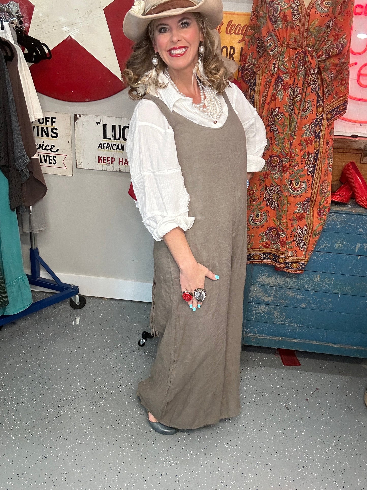 final sale Linen Jumpsuit (Taupe)