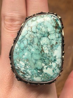 German Silver Unique Blue Turquoise Ring