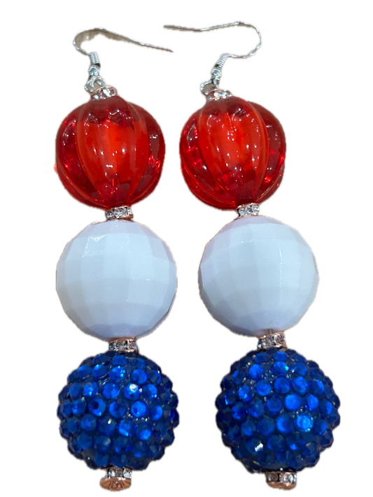 Red, White and Blue Earrings (Eclectic Ruby Red Original)