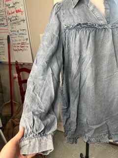 Easel- Washed Denim Ruffle Dress