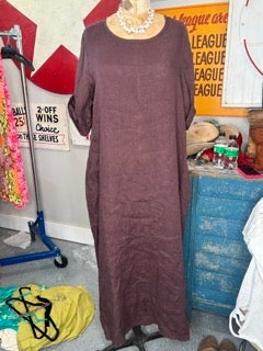 FIINAL SALE Sheer Button Sleeve Linen Dress (Purple)