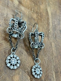 Art By Amy- Rhinestone and Crown Earrings