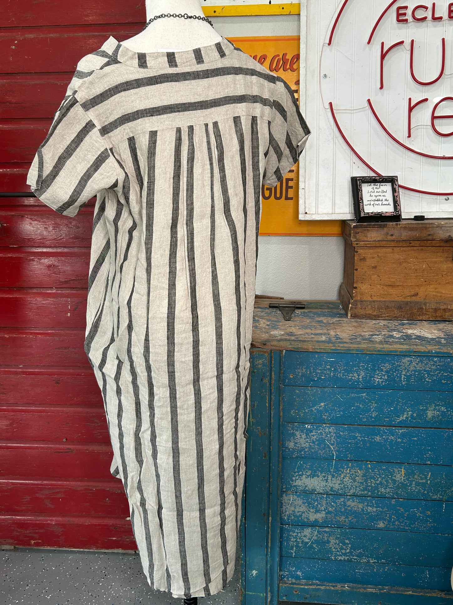 FINAL SALE Paper Lace- Striped Tunic/Dress (Natural/Black)