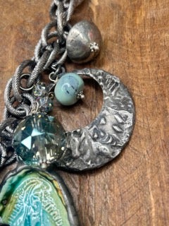 Art by Amy- Turquoise Chunky Charm Necklace