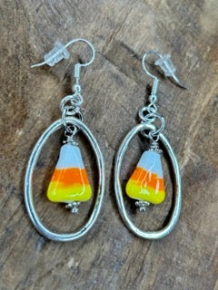 Art by Amy- Candy Corn Hoop Earrings