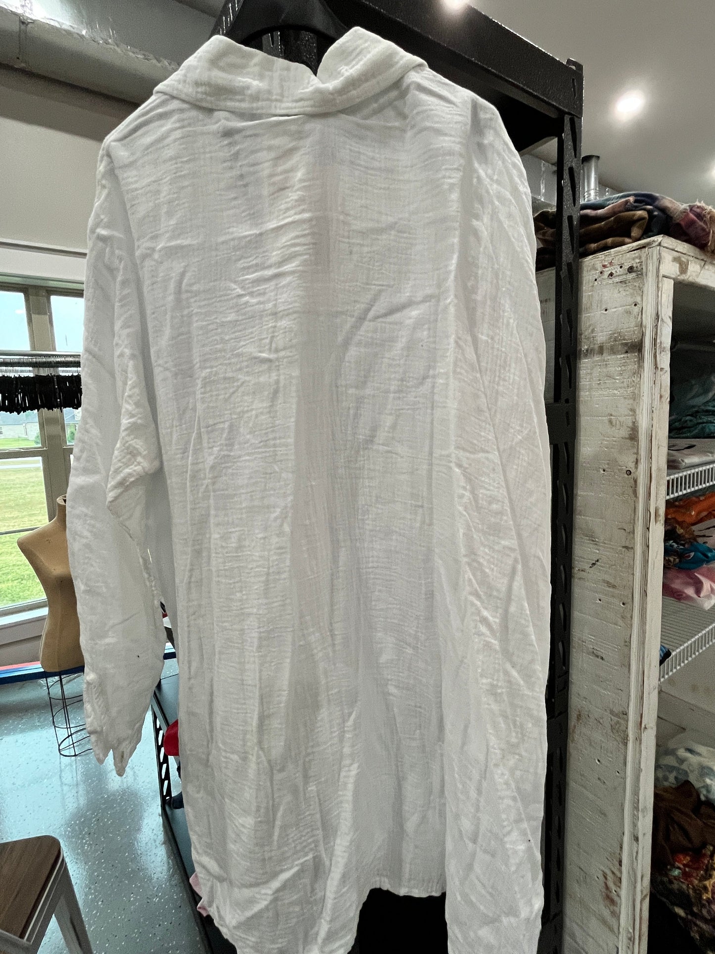 Long Sleeve Button Up Tunic/Shirt (white )
