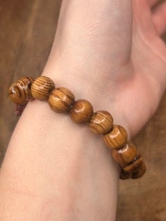 Matthew 6 Themed "Don't Worry"Birds and Lillies Wood Bead Bracelet
