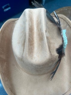 Camel Cowgirl Hat with Feathers