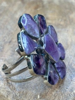 German Silver Unique Amethyst Cuff