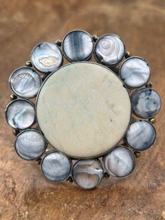 German Silver Howlite and Blue Pearl Cuff