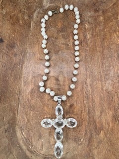 Clear Quartz Cross Pendant Necklace