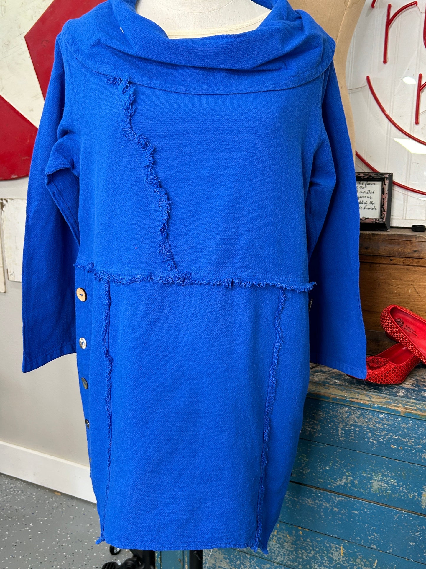 Side Button Top with Fringe Detailing (Royal Blue)