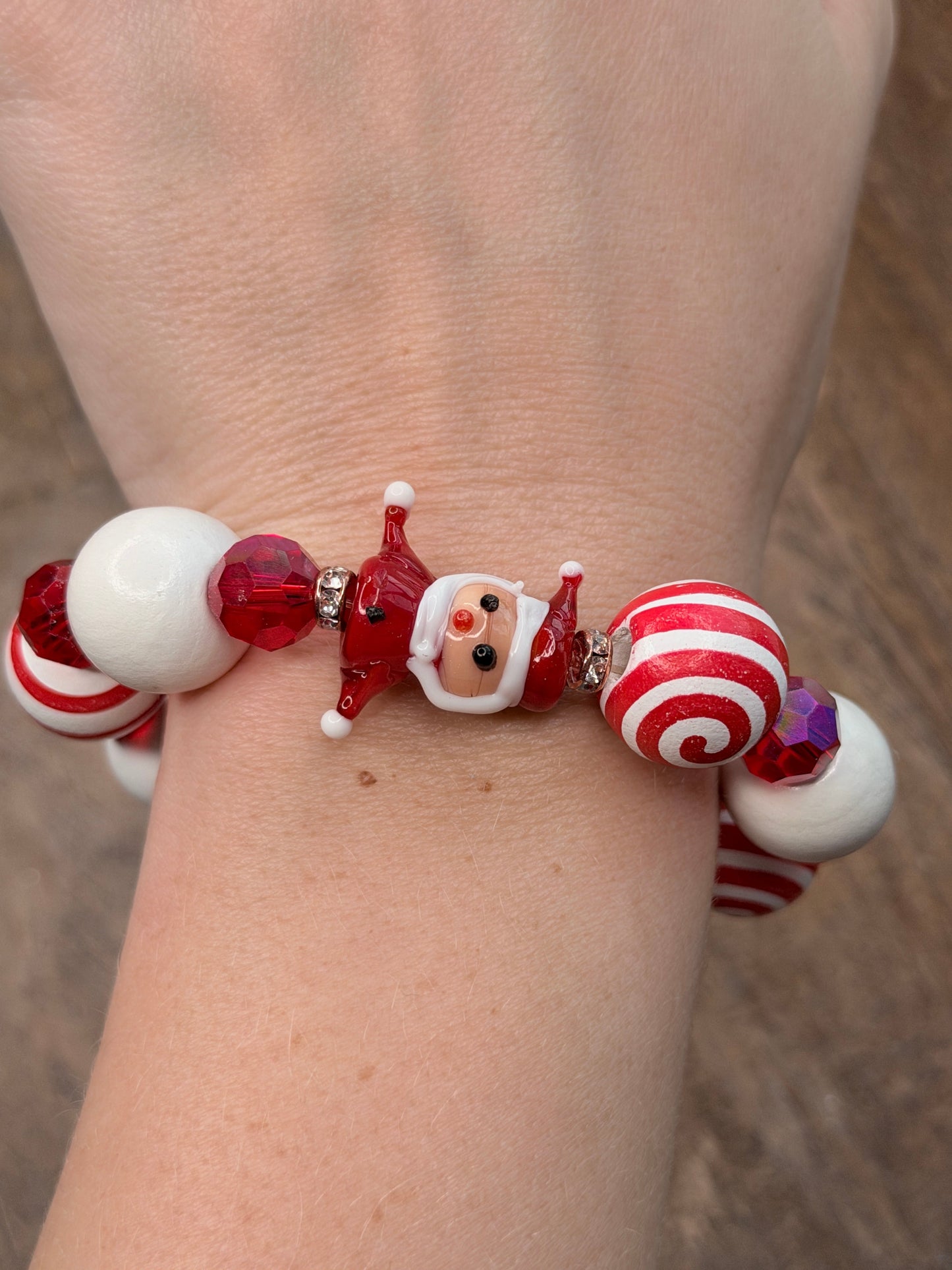 Red and White Santa Swirl Bracelet- ERR ORIGINAL